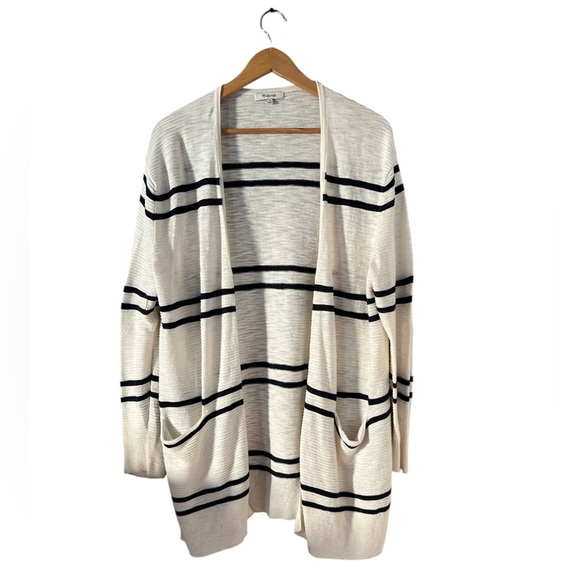 Madewell Womens Ivory Summer Striped Open Front Cardigan Size M - Picture 2 of 10